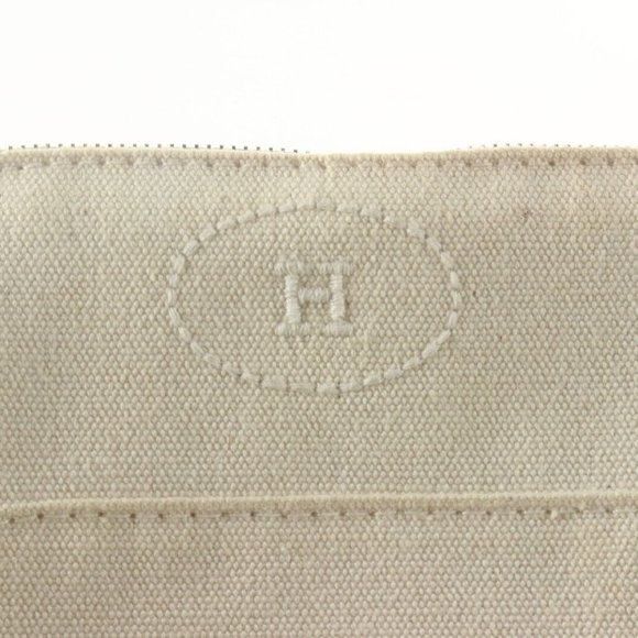 HERMES Ivory H Logo Bolide Cosmetic Case Canvas x Leather 1HER727K - Picture 6 of 12